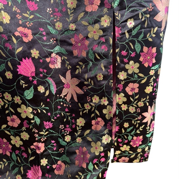 Lulus | Make a Move Black Satin Floral Jacquard Midi Dress | NWOT - Picture 2 of 4